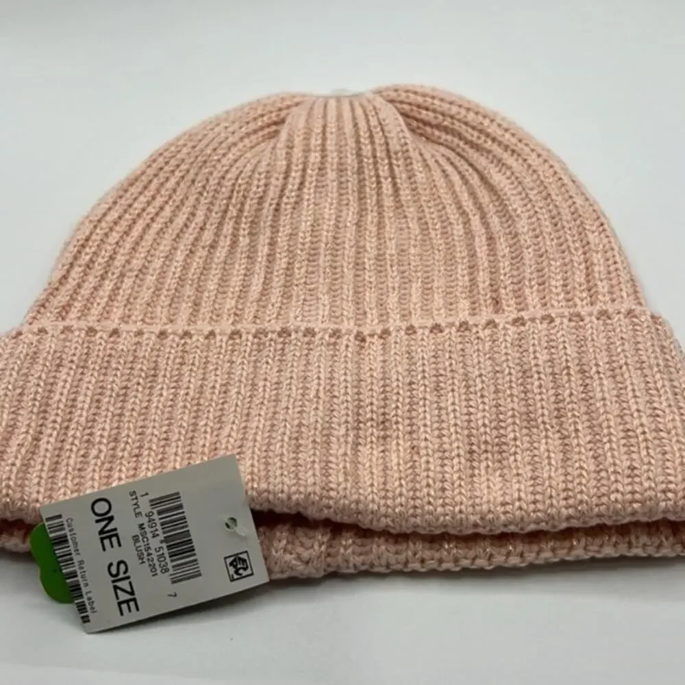 Style & Co Blush Solid Shine Cuff Beanie NWT
